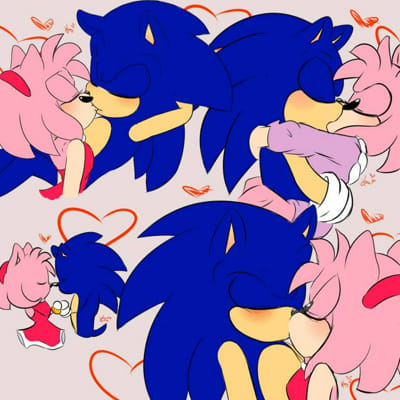 Sonamy kiss  Sonic and shadow, Sonic and amy, Hedgehog art