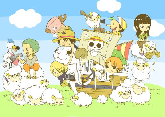 usopp and going merry (one piece) drawn by kuruhito