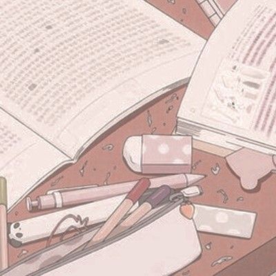 Cute anime girl doing homework/studying. Illustration Stock | Adobe Stock