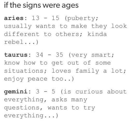 If signs were age Zodiac Sign Memes Quotev