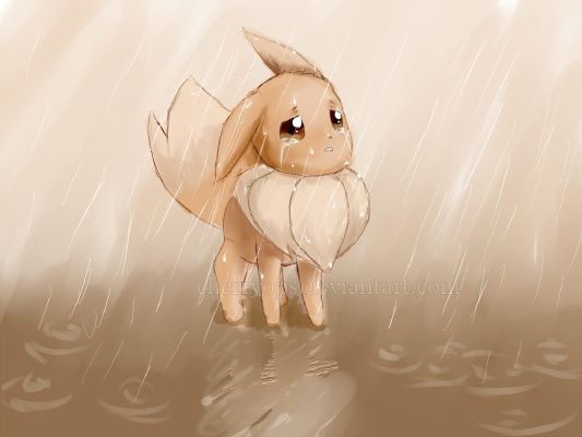 eevee stand in the rain