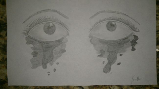left eye crying drawing