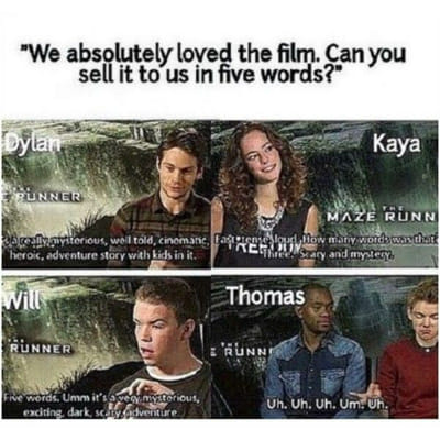 Maze Runner Cast Memes My Favorite Parts In The Maze Runner Table