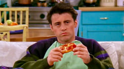 prompthunt: friends tv show episode, chandler bing eating pizza