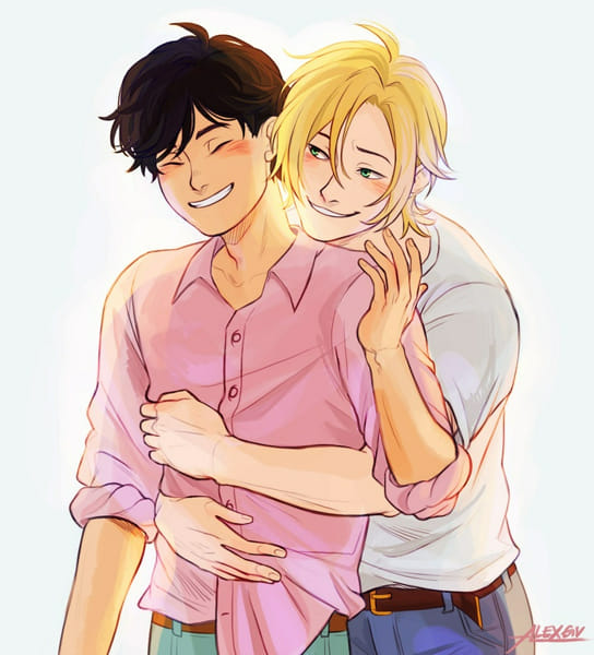 Ash kissing Eiji