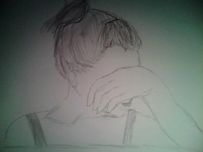 sad girl alone crying drawing