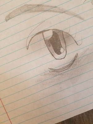 Happy Anime Girl Eye (Looking) | Some of my Sketches and drawings on Paper  #3