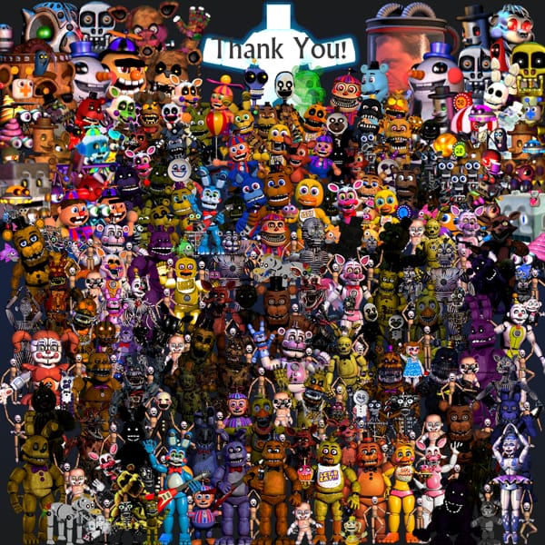 Every fnaf character in 10 words or less