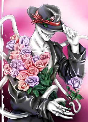 scp 049 and scp 035 holding roses | Sticker