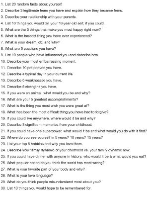 facts about me questions facts about me questions