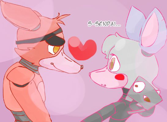 Mangle: *turns around to face him* yes foxy? foxy: *kisses her. 