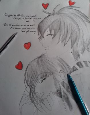 A Girl And A Boy Hugging My Sketching
