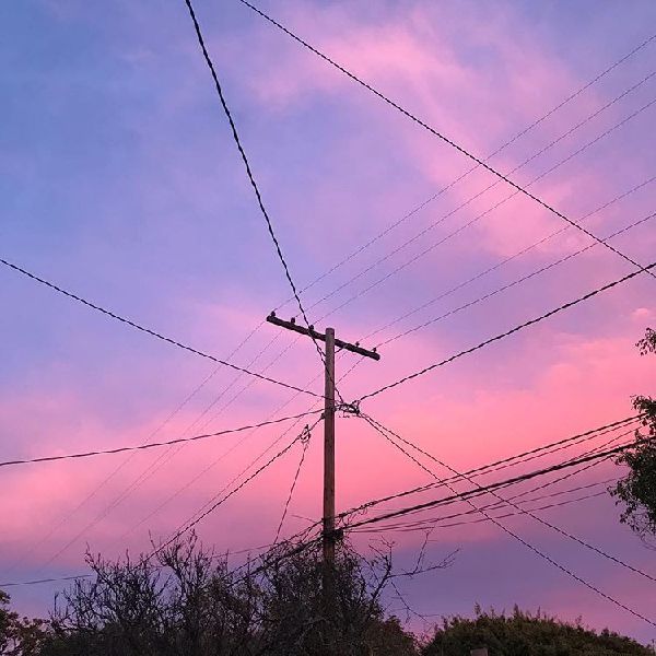 Aesthetic Sunset Power Lines Painting / Pylon and transmission power ...
