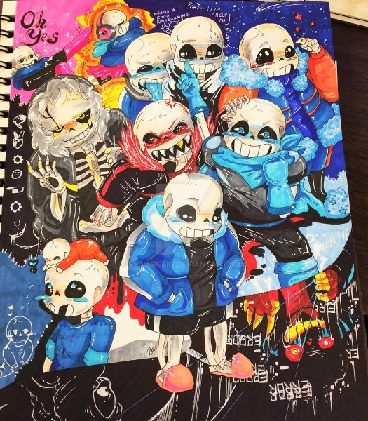 LIVE - All Undertale Au's Sans Versions DRAWING 