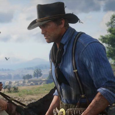 red and black, Arthur Morgan, rdr2, face only, intense, side vie 