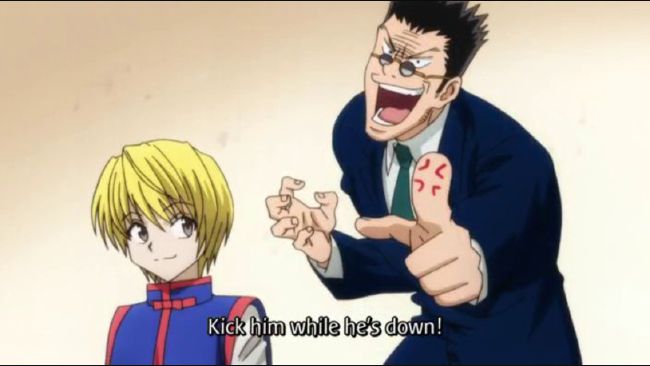 Kurapika looks satisfied by the way Leorio looks. I also look like