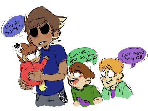 Edd takes care of baby Tom, Matt, and tord 