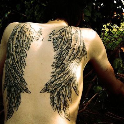 Juice Ink Tattoo Sexy Chest Breast Sternum Tattoo Body Painting Angel Wing  Large Temporary Tattoos Long Lasting Blue Men Women - Temporary Tattoos -  AliExpress