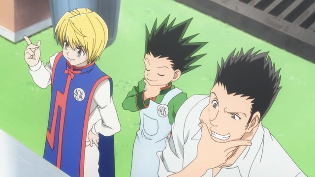 Kurapika looks satisfied by the way Leorio looks. I also look like