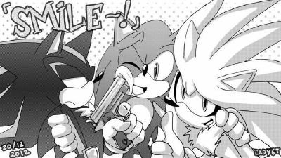 sonic the hedgehog, shadow the hedgehog, and silver the hedgehog (sonic)  drawn by yakuyori_0