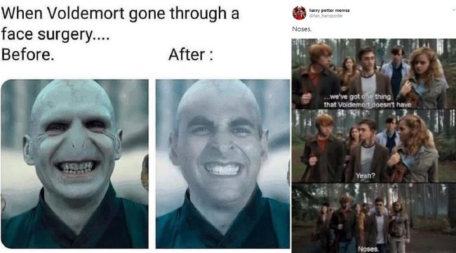 harry potter memes on X: Good old Voldey finally got a nose   / X