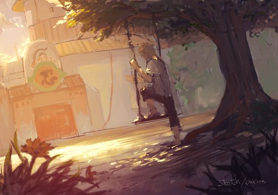 Naruto Sitting On Swing By Himself