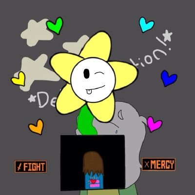 DETAIL NOTES:  Flowey the flower, Undertale art, Undertale flowey