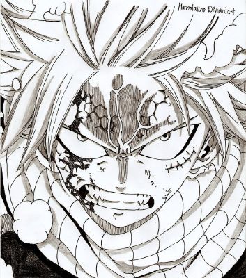 Natsu (Half-dragon form) drawing