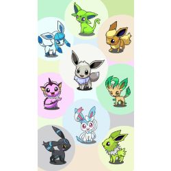 Shiny Eevee Evolution Pokemon Stickers 