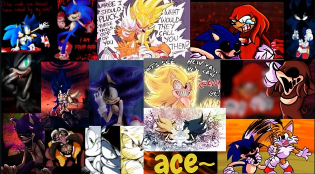 Sonic.ExE, Super Sonic, Fleetway Super Sonic and Dark Sonic. in