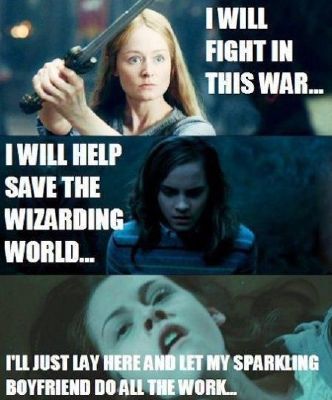 twilight/harry potter meme  Twilight funny, Twilight memes, Harry potter  vs twilight